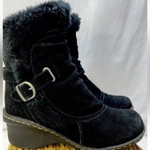 Womens Size 10 Bare Traps Charlotte Leather and Faux Fur Black Waterproof Boots
